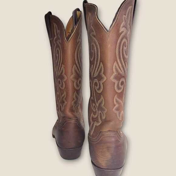 Justin Mens boots Sz 9D Buck Brown Round Toe Western Boots 2253 Comfort Cushion - Picture 5 of 14